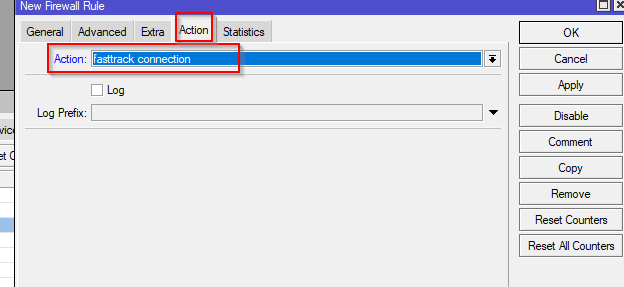 FastTrack action in Winbox