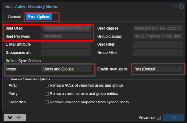 Proxmox Active Directory realm sync options